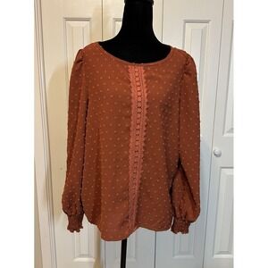 Shein Raised Dot Blouse  Rust Orange Size  (12) XL Summer Fresh‎ Top